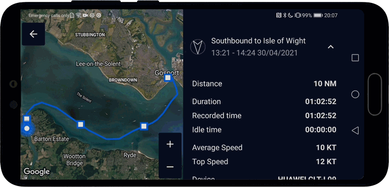 Exporting files from the Journey Viewer, Mariner GPS Dashboard 3.4.0