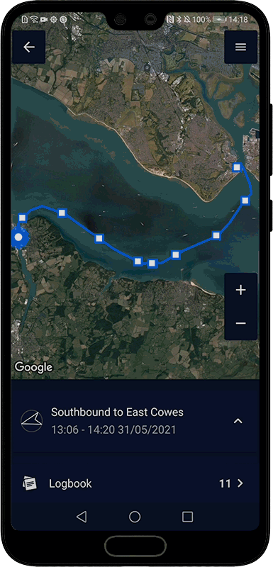 Editing a marine journey, Mariner GPS Dashboard for Android