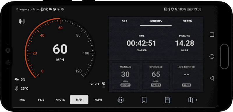 Setting parameters for Maintain speed guidance, Velocity GPS Dashboard 3.4.+