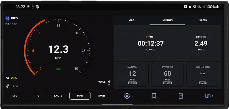 Maintain Speed setting, Velocity GPS Dashboard for Android 