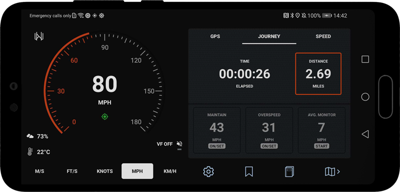 New decimal precision highlighted, Velocity GPS Dashboard for Android