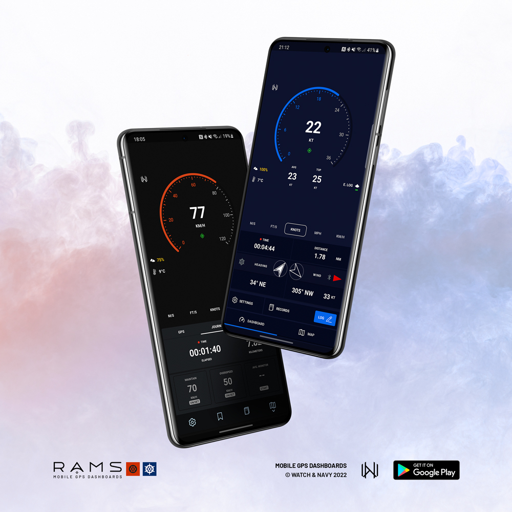 RAMS 3.6 series (2022): Velocity GPS Dashboard 3.6 (left), Mariner GPS Dashboard 3.6 (right)