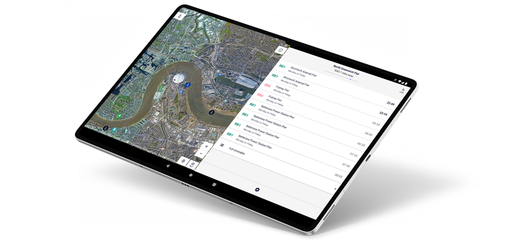 North Greenwich Pier Timetable – Thames Commuter 1.5 on an Android Tablet