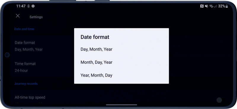 Date format settings, Mariner GPS Dashboard 3.7+