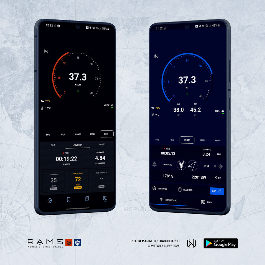 RAMS 3.7 series (2023): Velocity GPS Dashboard 3.7 (left), Mariner GPS Dashboard 3.7 (right)
﻿