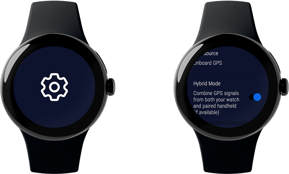 Settings / Hybrid mode switch, Mariner for Wear OS 