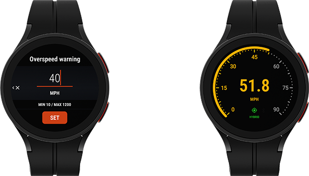 Overspeed warnings – Velocity GPS Dashboard for Wear OS