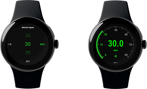 Maintain speed guidance, Velocity GPS Dashboard for Wear OS