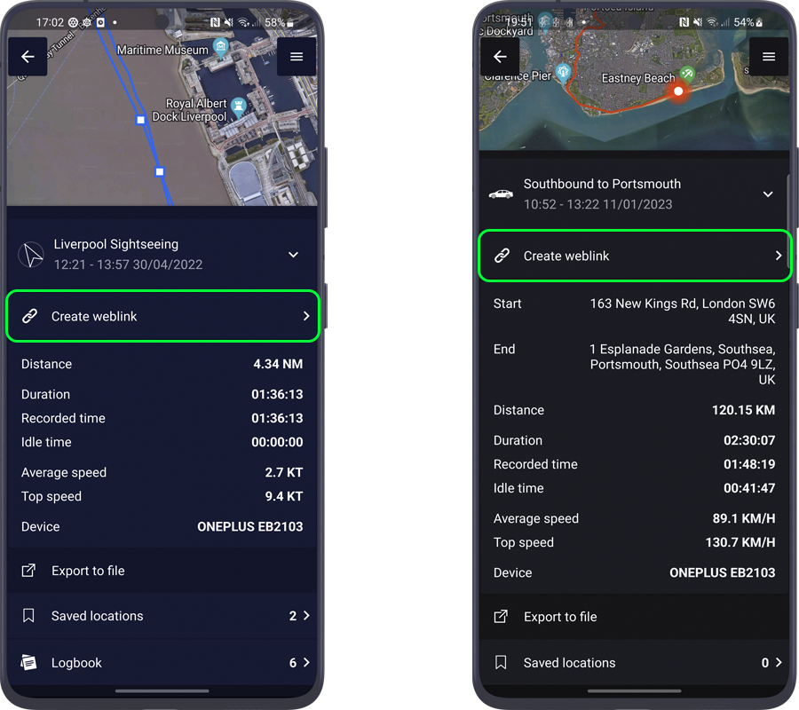 Expanded Journey Viewer in Mariner 3.7.7 (left), and Velocity 3.7.7 (right)