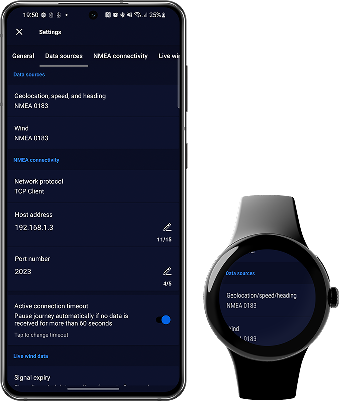 NMEA Settings, Mariner GPS Dashboard 3.8+ for Android and Wear OS
