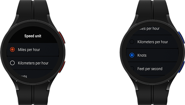 Options screens, RAMS GPS Dashboards 3.9.X for Wear OS