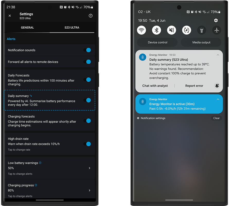 AI Daily Summary Notifications – Energy Monitor 5 for Android and Wear OS 