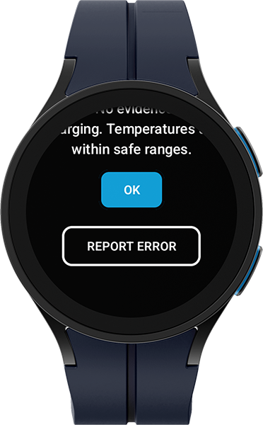 AI Health Check Report Error Button – Energy Monitor 5 for Android and Wear OS 