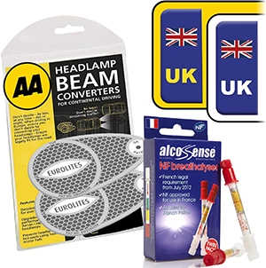 AlcoSense European Travel Kit inc NF Breathalysers + UK Stickers + AA Eurolites Headlight Deflectors for Europe