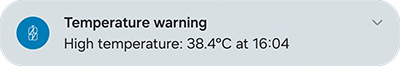 High Temperature Warning Notification – Energy Monitor for Android and Wear OS
