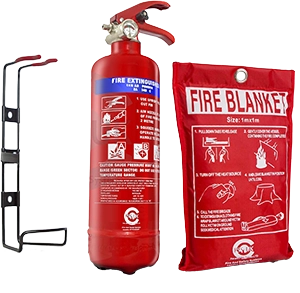 Boat Safety Approved 34B-Rating FSS UK 1KG ABC Dry Powder Fire Extinguisher with Fire Blanket