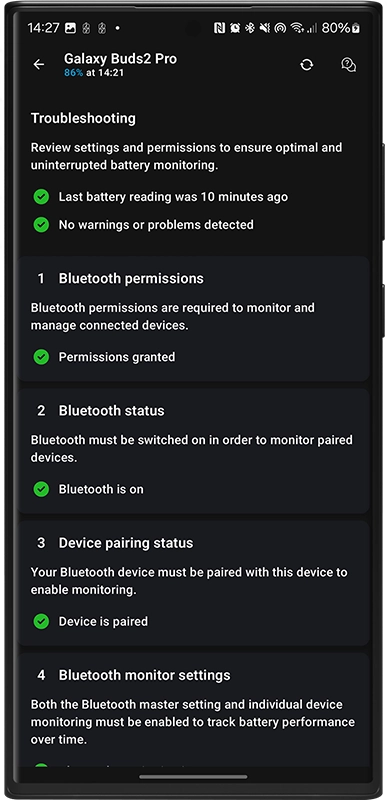 Bluetooth Device Troubleshooting – Energy Monitor 5.2 for Android and Wear OS